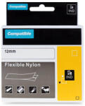 PRINTLINE bandă compatibilă cu DYMO 18488, 12mm, 3.5m, imprimare neagră/fundal alb, RHINO, nailon, flexibilă