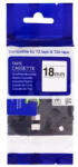 PRINTLINE bandă compatibilă cu Brother HSe-241, 18mm, imprimare neagră/ fundal alb, tub termocontractabil