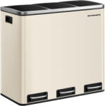 Brius Cos de gunoi colectare selectiva cu 3 compartimente 3 x 18L, capace soft close, pedale, otel, 61x32x56 cm, bej (EZ-LTB054A02) Cos de gunoi