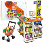 LEAN Toys Gyerek szupermarket bolti készlet kasszával és bevásárlókocsival (23351)