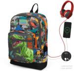 Coral High Ghiozdan cu 4 compartimente, Coral High, cu USB, model dinozauri