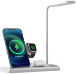 XPRO 4in1 QI töltőállomás LED asztali lámpával 15W fehér (127071)