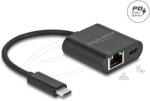 Delock - USB Type-C adapter Power Delivery porttal Gigabit LAN 10/100/1000 Mbps fekete - 66644 (66644)