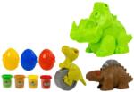 LEAN Toys 8523 Dinoszauruszos gyurmakészlet - tojások és formák, 12 részes, 4 szín