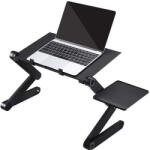 Utángyártott Univerzális laptoptartó, maximum 17" laptopokhoz, multifunkciós, több ponton állítható, dupla hűtőventilátorral, egértartó tálcával, fekete (LP-CA034-01)
