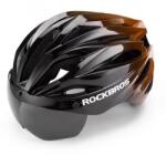 ROCKBROS Biciklis Sisak Napellenzővel és Levehető UV Védő Szemüveggel, Unisex - Fekete/Barna
