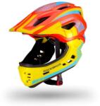 ROCKBROS TT-32SOYB-M gyermek kerékpáros sisak levehető állvédővel, M méret - sárga-narancs