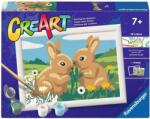 Ravensburger Set de pictură pe numere Ravensburger CreArt - Doi iepurași (12023248)