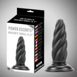 Wer Escorts Plug anal Rocket Drill, 16 cm, mare, design spiral, negru (20-BR101-BLACK)