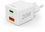Hama Mini hálózati gyorstöltő USB-C / USB-A PD/QC 20W - fehér (00201991) (00201991)