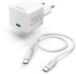 Hama hálózati töltő USB-C Mini PD 25W + 1m kábel - fehér (00201624) (00201624)