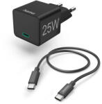 Hama hálózati töltő USB-C Mini PD/QC 25W + 1m kábel - fekete (00201623) (00201623)