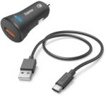Hama autós töltő USB-A 3A QC 19.5W + 1.5m USB-C kábel (00201615) (00201615)