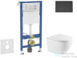 AXO Geberit Duofix Basic falra szerelhető WC szett, Kielle OUDEE Vortex rimless+ WC softclose ülőkével, Geberit Delta 50 matt fekete nyomólappal, fehér SANI11CA5178 (SANI11CA5178)