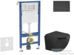 AXO Geberit Duofix Basic falra szerelhető WC szett, Kielle OUDEE Vortex rimless+ WC softclose ülőkével, Geberit Delta 50 matt fekete nyomólappal, matt fekete SANI11CA5507 (SANI11CA5507)