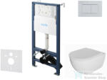 kielle Genesis New falra szerelhető WC szett, Kielle OUDEE rimless WC softclose ülőkével, Gemini New III fényes króm nyomólappal, fehér 30528SS08 (30528SS08)