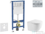 AXO Geberit Duofix Basic falra szerelhető WC szett, Kielle OUDEE Vortex rimless+ WC softclose ülőkével, Geberit Delta 01 fényes króm nyomólappal SANI11CA1160 (SANI11CA1160)