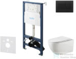 kielle Genesis New falra szerelhető WC szett, Kielle GAIA rimless WC softclose ülőkével, Gemini New III matt fekete nyomólappal, fehér 30528SS18 (30528SS18)