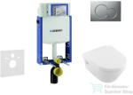 Geberit Kombifix falra szerelhető WC szett, Villeroy & Boch Omnia Architectura CeramicPlus Wc soft close ülőkével, Sigma 01 matt króm nyomólappal 110302005NB3 (110302005NB3)