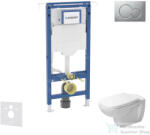 Geberit Duofix falra szerelhető WC szett, Duravit D-Code rimless WC soft close ülőkével, Geberit Sigma 01 matt króm nyomólappal SANI11CP2100 (SANI11CP2100)