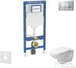 Geberit Duofix falra szerelhető WC szett, Duravit D-Code rimless WC soft close ülőkével, Geberit Sigma 30 matt/fényes króm nyomólappal SANI11CP2101 (SANI11CP2101)