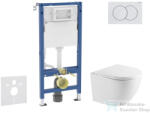 AXO Geberit Duofix Basic falra szerelhető WC szett, Kielle OUDEE Vortex rimless+ WC softclose ülőkével, Geberit Delta 01 alpesi fehér nyomólappal SANI11CA3198 (SANI11CA3198)