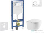 Geberit Duofix falra szerelhető WC szett, Kielle OUDEE Vortex rimless+ WC softclose ülőkével, Geberit Sigma 20 fehér/króm nyomólappal, fehér SANI11CA3196 (SANI11CA3196)