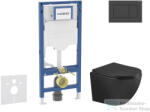 AXO Geberit Duofix falra szerelhető WC szett, Kielle OUDEE Vortex rimless+ WC softclose ülőkével, Geberit Sigma 30 matt/fényes fekete nyomólappal, matt fekete SANI11CA5503 (SANI11CA5503)