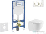 AXO Geberit Duofix falra szerelhető WC szett, Kielle OUDEE Vortex rimless+ WC softclose ülőkével, Geberit Sigma 20 fehér/arany színű nyomólappal, fehér SANI11CA3199 (SANI11CA3199)