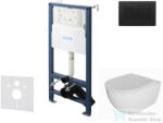kielle Genesis New falra szerelhető WC szett, Kielle OUDEE rimless WC softclose ülőkével, Gemini New III matt fekete nyomólappal, fehér 30528SS09 (30528SS09)