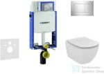 Geberit Kombifix falra szerelhető WC szett, Ideal Standard Tesi Aquablade Wc soft close ülőkével, Sigma 30 fényes/matt króm nyomólappal 110302005NU6 (110302005NU6)