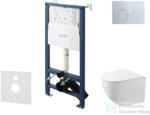kielle Genesis New falra szerelhető WC szett, Kielle GAIA rimless WC softclose ülőkével, Gemini New II fényes króm nyomólappal, fehér 30528SS86 (30528SS86)