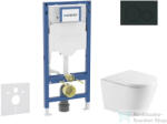 AXO Geberit Duofix falra szerelhető WC szett, Kielle NEFIA Vortex rimless+ WC softclose ülőkével, Geberit Sigma 20 matt/fényes fekete nyomólappal, fehér SANI11CA5163 (SANI11CA5163)
