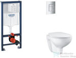 GROHE Rapid SL falra szerelhető WC szett, Bau Ceramic WC soft close ülőkével, Skate Cosmopolitan matt króm nyomólappal SANI11BB2114 (SANI11BB2114)