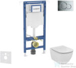 Geberit Duofix falra szerelhető WC szett, Ideal Standard Tesi Aquablade WC soft close ülőkével, Geberit Sigma 01 fényes króm nyomólappal SANI11CD3134 (SANI11CD3134)
