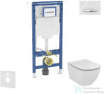 Geberit Duofix falra szerelhető WC szett, Ideal Standard Tesi WC ülőkével, Geberit Sigma 50 alpesi fehér/króm nyomólappal SANI11CD3130 (SANI11CD3130)
