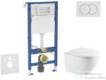 AXO Geberit Duofix Basic falra szerelhető WC szett, Kielle OUDEE Vortex rimless+ WC softclose ülőkével, Geberit Delta 01 alpesi fehér nyomólappal, fehér SANI11CA31120 (SANI11CA31120)