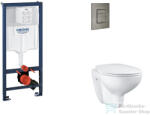 GROHE Rapid SL falra szerelhető WC szett, Bau Ceramic WC soft close ülőkével, Skate Cosmopolitan csiszolt Hard Graphite nyomólappal SANI11BB5114 (SANI11BB5114)