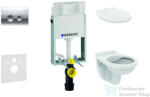 Geberit Kombifix falra szerelhető WC szett, Ideal Standard Alpha WC ülőkével, Delta 21 fényes króm nyomólappal 110100001NR2 (110100001NR2)