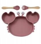  Blw szilikon etető szett 3az1ben csecsemőknek Rózsaszín Krabik (CRAB-DARK-PINK)