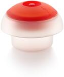 Lékué Microwave Ovo Egg Cooker szilikon tojásfőző forma mikrohullámú sütőbe, 1db tojáshoz - 0, 1L kapacitás, hengeres forma, áttetsző test, piros fedő - 882784 (LK882784)