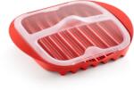 Lékué Microwave Bacon Cooker baconsütő tálca mikrohullámú sütőbe, 6 szelet baconhoz, zsiradékelvezető bordák, műanyag, piros - 881725 (LK881725)