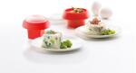 Lékué Microwave Ovo Egg Cooker set of 2 szilikon tojásfőző forma szett mikrohullámú sütőbe, 2db-os, 1db tojáshoz - 0, 1L kapacitás, négyzetes forma, áttetsző fedő, piros test - 882869 (LK882869)