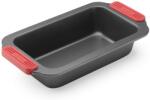 Lékué Non-Stick Plum Cake Mould tapadásmentes püspökkenyér és kenyér sütőforma, acél, szilikon piros fogantyúk, szürke - 887369 (LK887369)