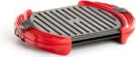 Lékué Microwave Grill XL mikrohullámú sütőbe grill sütőlapok, 3-4 adaghoz tervezve - XL méret, tapadásmentes bevonat, acél, szilikon piros fogantyúk, szürke - 888342 (LK888342)