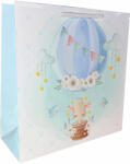 Paper Craft SET 10 pungi de cadou patrate, 24x24x9 cm, model GIRAFA BLEU