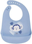 Saro Baby Baveta din silicon cu buzunar, ajustabila, Yum! Bib Blue Monkey (16611) Bavata