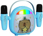  Bluetooth-os Karaoke hangszóró gyerekeknek, Electromures EM 1040, USB és TF csatlakozóval, 2 mikrofonnal, 6 hanghatással, kék