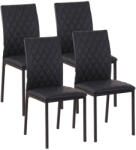 HomCom 4 db-os étkezőszék szett konyhai székek 41 cm x 50 cm x 91 cm, fekete (835-478V00BK)
