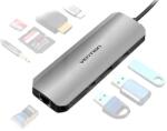 Vention USB-C -> HDMI/USB3.0x3/RJ45/SD/TF/TRRS 3.5mm/PD Notebbok Dokkoló (0, 15m Szürke Aluminum Ötvözet) (TOLHB)